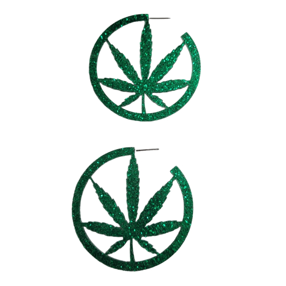 Glittery Mary Jane Earrings in Green - Picture 5 of 6